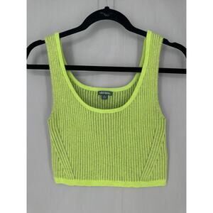 Wild Fable Top Womens Medium Green Knit Tank Soft Cozy Cropped Stretch